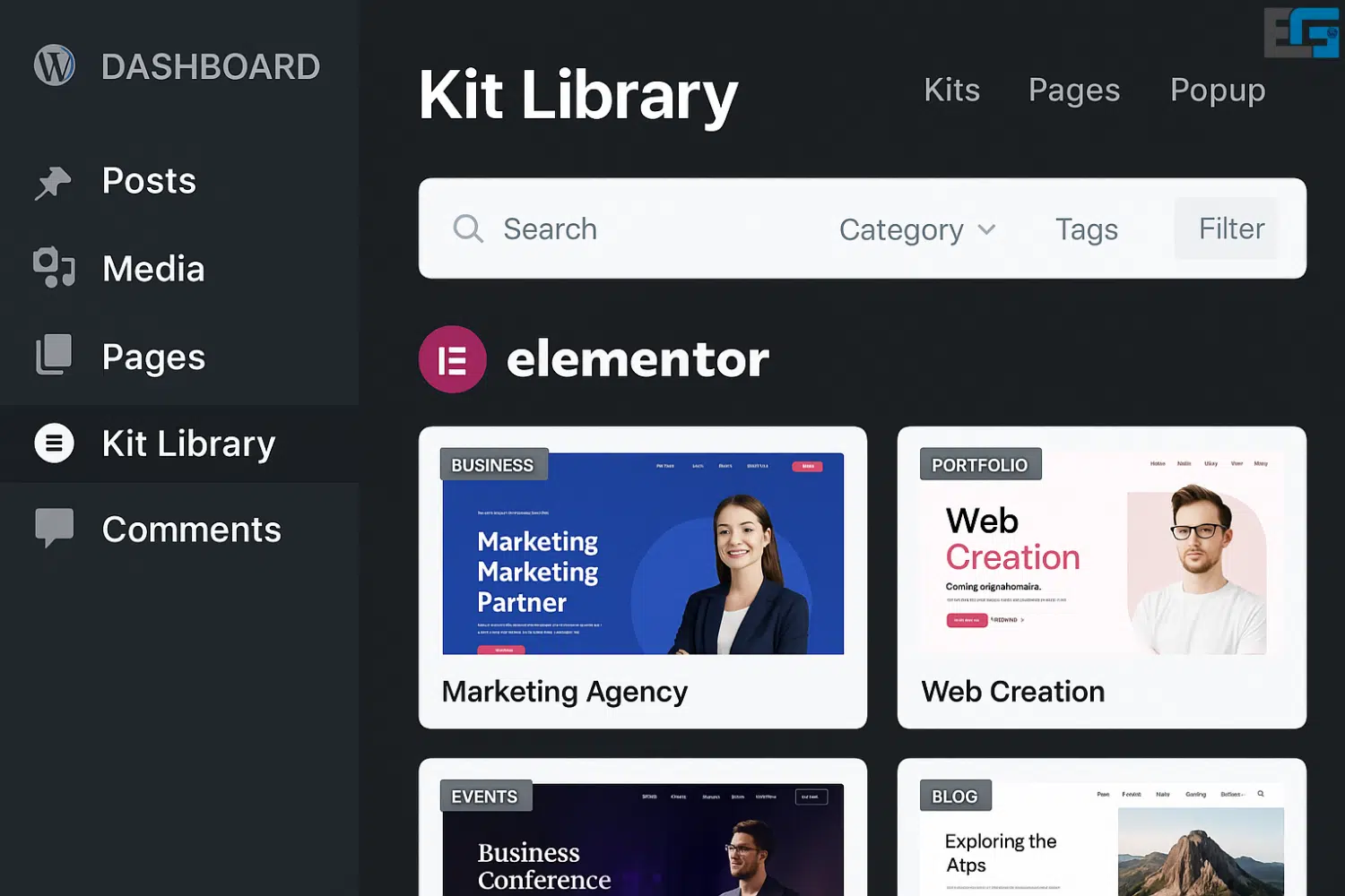 Kit Library Elementor