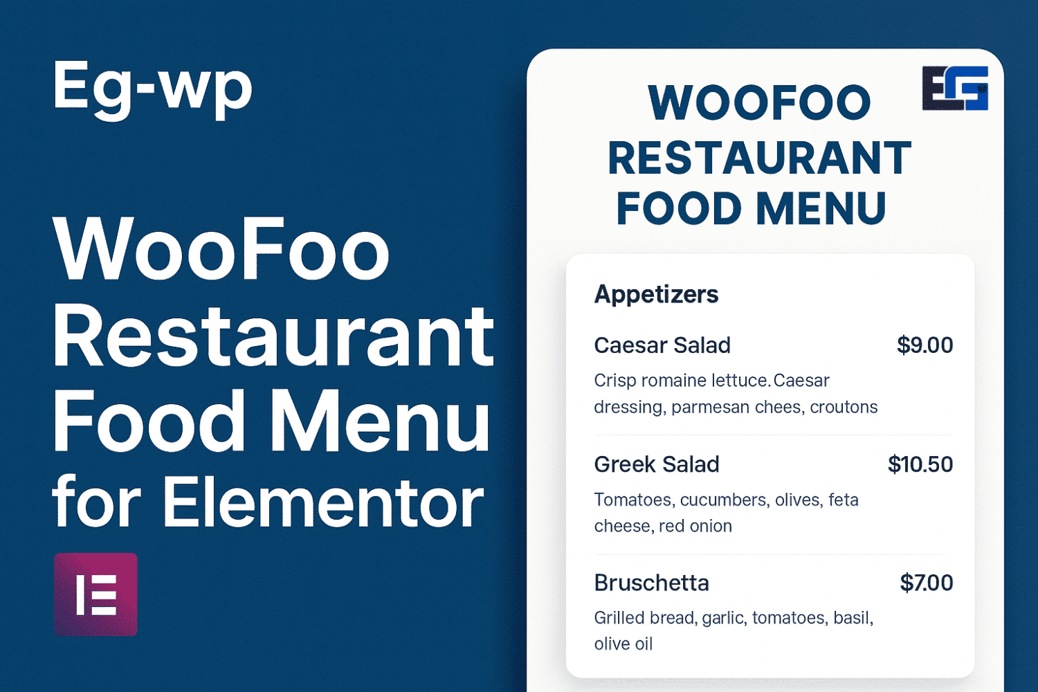 Woofoo restaurant food menu for elementor 1
