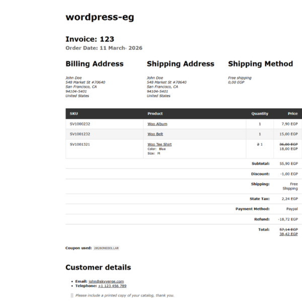 Print Invoices and Packing Lists for WooCommerce